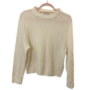 H&M brand mohair blend delicate knit sweater off white medium office casual